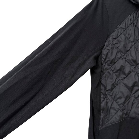 Icebreaker GT Merino Wool Black Quilted 1/2 Zip Hoodie Sweater Womens Small - Picture 5 of 6
